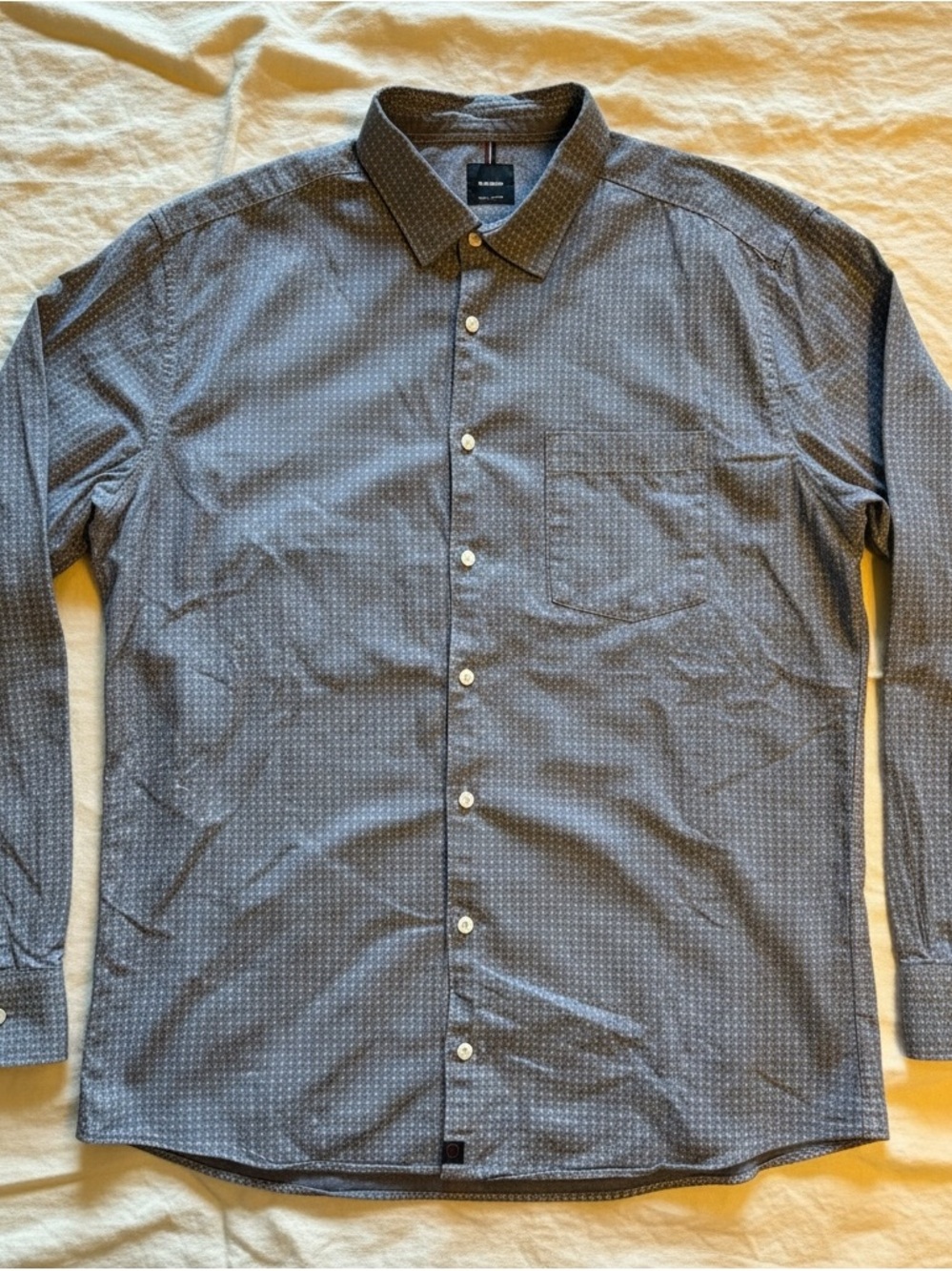 Strellson Men's Navy Micro-Pattern Button-Down Shirt